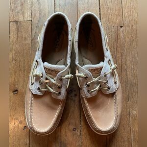 Sperry Women's Rosefish Boat Shoe Linen Oat Sparkle 7.5